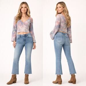 Driftwood “Roxy” Crop Flare Jeans 27 Raw Hem Boho Western   J1763